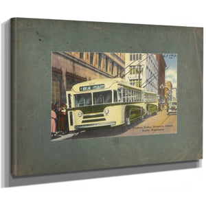 Trackless Trolley Downtown District Seattle Washington, canvas wrap — vintage framed wall art by Bella Frye