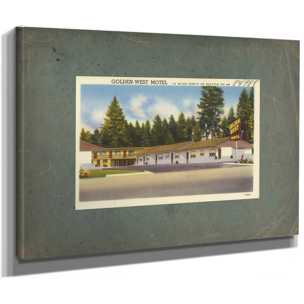 Golden West Motel 10 Miles North Of Seattle On 99, canvas wrap — vintage framed wall art by Bella Frye