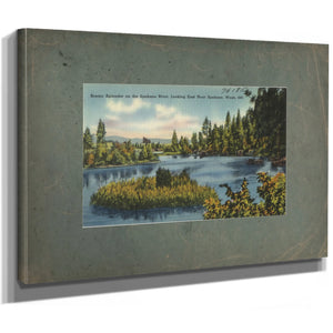 Scenic Splendor On The Spokane River Looking East Near Spokane Wash, canvas wrap — vintage framed wall art by Bella Frye