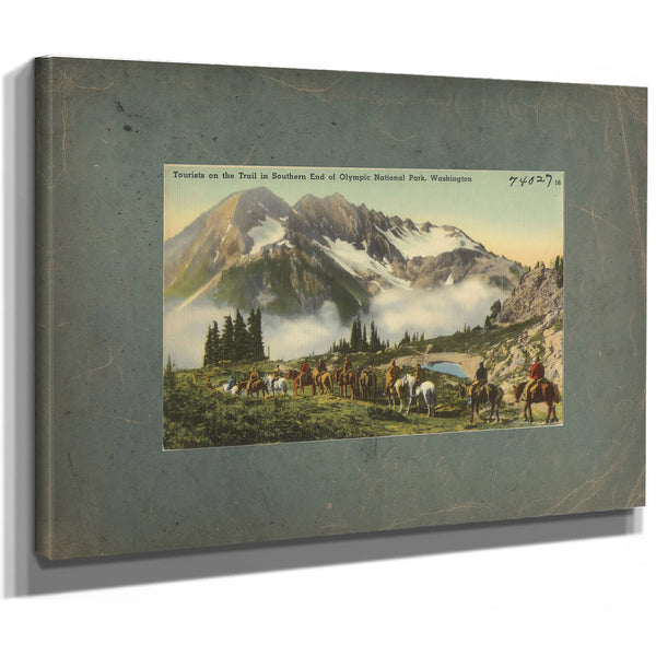 Tourist On The Trail Southern End Of Olympic National Park Washington'1, canvas wrap — vintage framed wall art by Bella Frye
