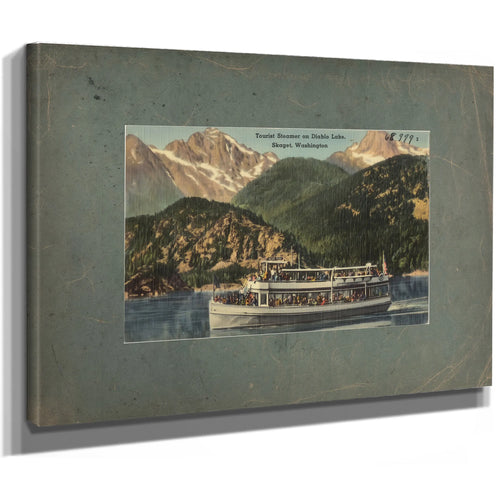 Tourist Steamer On Diablo Lake Skaget Washington, canvas wrap — vintage framed wall art by Bella Frye