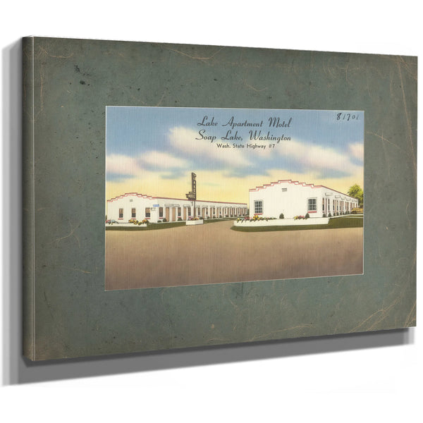 Lake Apartments Motel Soap Lake Washingtonwash State Highway 7, canvas wrap — vintage framed wall art by Bella Frye