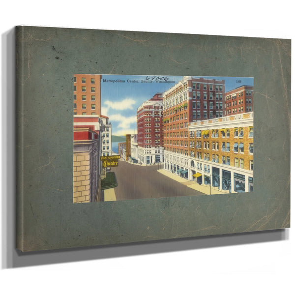 Metropolitan Center Seattle Washington, canvas wrap — vintage framed wall art by Bella Frye