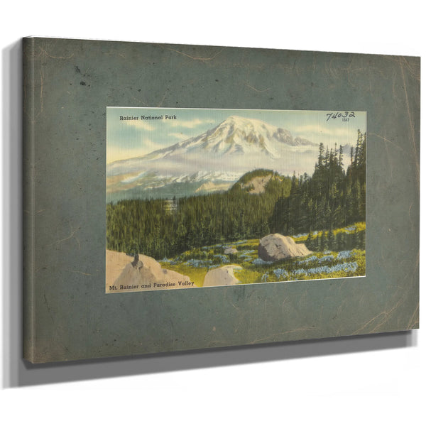 Rainier National Park Mt Rainier And Paradise Valley Washington'2, canvas wrap — vintage framed wall art by Bella Frye