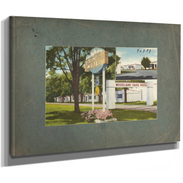 Woodland Park Motel, canvas wrap — vintage framed wall art by Bella Frye