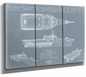 USS Santa Barbara (LCS-32) Blueprint Wall Art