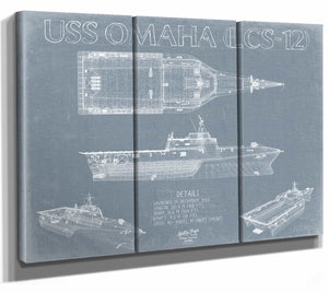 USS Omaha (LCS-12) Blueprint Wall Art