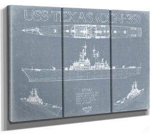 USS Texas (CGN-39) Blueprint Wall Art