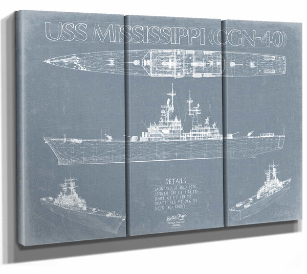 USS Mississippi (CGN-40) Blueprint Wall Art