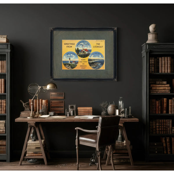 Greetings From The Lookout Scenic High Point On Oregon's Coast — vintage wall art by Bella Frye