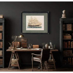 Outward Bound Currier Ives lithograph of a clipper ship under full sail — Framed Wall Art Room View | Bella Frye