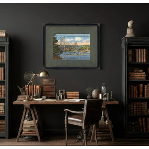 U S S Portland Passing Under St John's Bridge Portland Oregon — vintage wall art by Bella Frye