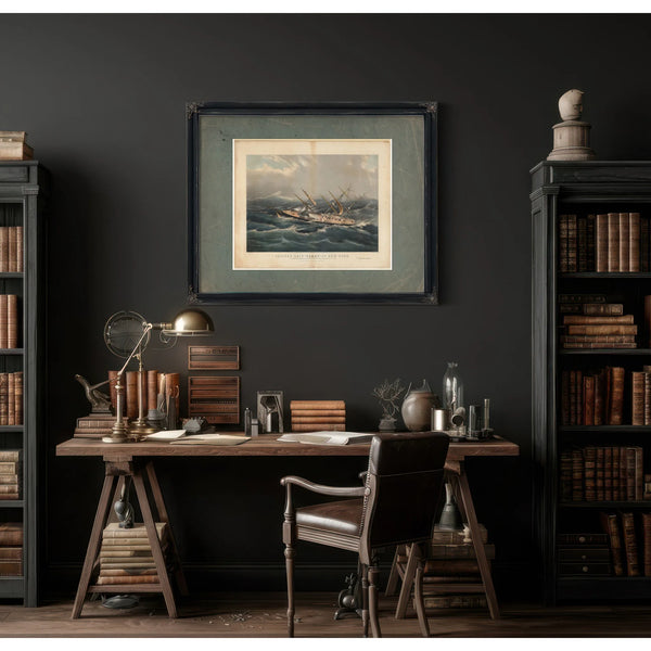 Clipper Ship Comet of New York in a Hurricane off Bermuda on her Voyage from — Framed Wall Art Room View | Bella Frye