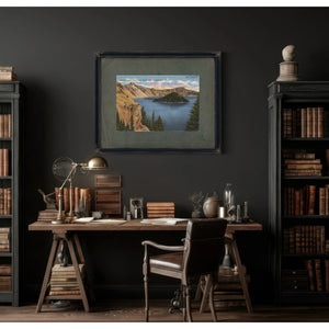 Wizard Island Crater Lake Crater Lake National Park Oregon — vintage wall art by Bella Frye