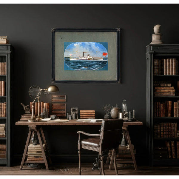 Steamboat Reindeer Hudson River Side Wheel Passenger Steamer — Framed Wall Art Room View | Bella Frye