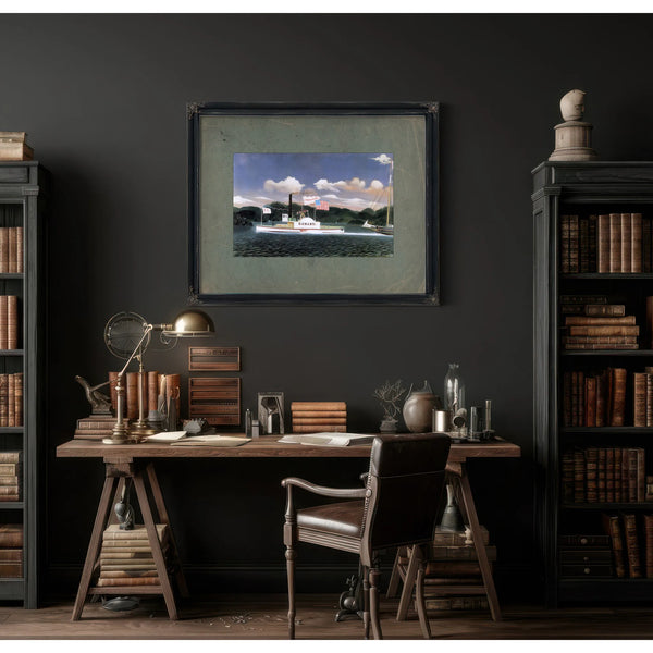 Steamboat Peter Crary on the Hudson River — Framed Wall Art Room View | Bella Frye