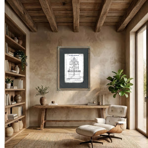 The Baltimore Harbor Sentinel Lighthouse Engineering Blueprint — Framed Wall Art Room View | Bella Frye