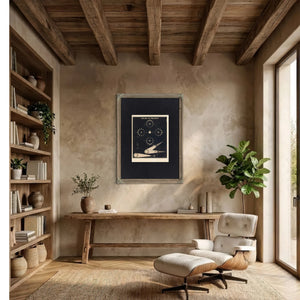 The Lunar Mechanica — A Study in Celestial Choreography — Framed Wall Art Room View | Bella Frye