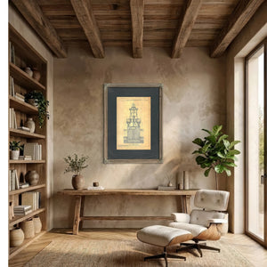 The Keepers Vigil Hooper Island Lighthouse Blueprint — Framed Wall Art Room View | Bella Frye