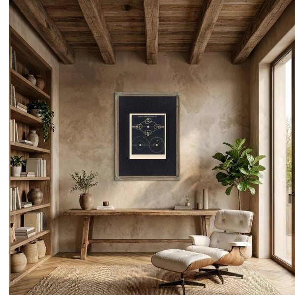 The Celestial Mechanics of Shadow and Light — Part A — Framed Wall Art Room View | Bella Frye