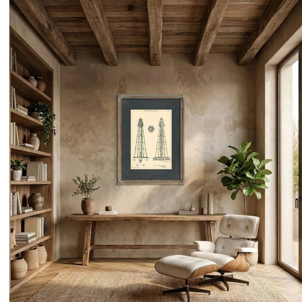 The Keepers Vigil Hilton Head Range Light Blueprint — Framed Wall Art Room View | Bella Frye