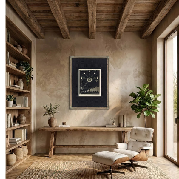 The Celestial Mechanics of Light and Shadow — Part B — Framed Wall Art Room View | Bella Frye