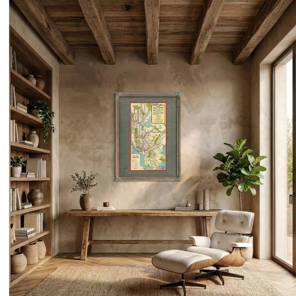 The Underground Arteries New York City Transit Map — Framed Wall Art Room View | Bella Frye