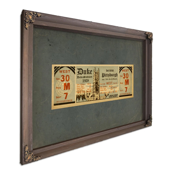 Full Ticket for the November 26 1938 Pittsburgh Versus Duke Football Game — Bourbon Framed Canvas Print | Bella Frye