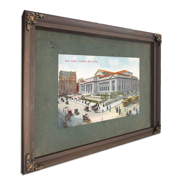 The Grand Repository New York Public Library Postcard — Bourbon Framed Canvas Print | Bella Frye
