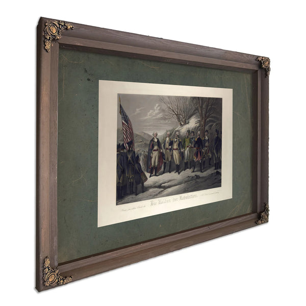 General Washington Standing With Johann De Kalb Baron Von Steuben Kazimierz — Bourbon Framed Canvas Print | Bella Frye