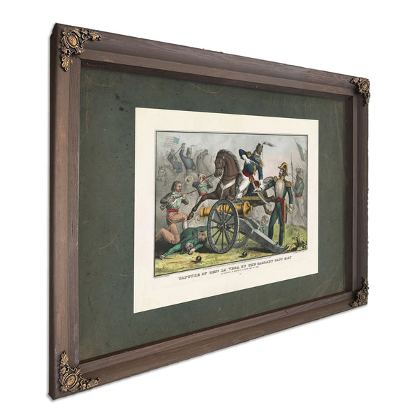 Capture of Genl La Vega by the Gallant Capt May at the Battle of Resaca De L — Bourbon Framed Canvas Print | Bella Frye