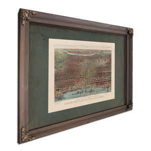 Birds Eye View of Philadelphia 1875 — Bourbon Framed Canvas Print | Bella Frye