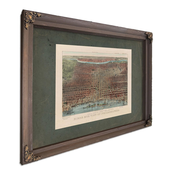 Birds Eye View of Philadelphia 1875 — Bourbon Framed Canvas Print | Bella Frye