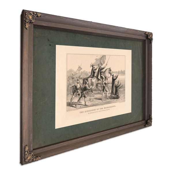 Discovery of the Mississippi_ by Ferdinand De Soto and His Followers May 154 — Bourbon Framed Canvas Print | Bella Frye