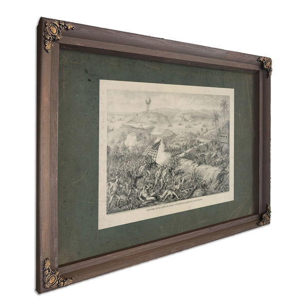 Capture of El Caney El Paso Fortifications of Santiago 1898 — Bourbon Framed Canvas Print | Bella Frye