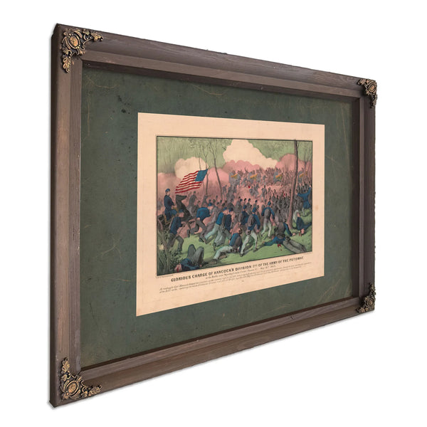 Glorious Charge of Hancocks Division 2nd of the Army of the Potomac at the B — Bourbon Framed Canvas Print | Bella Frye