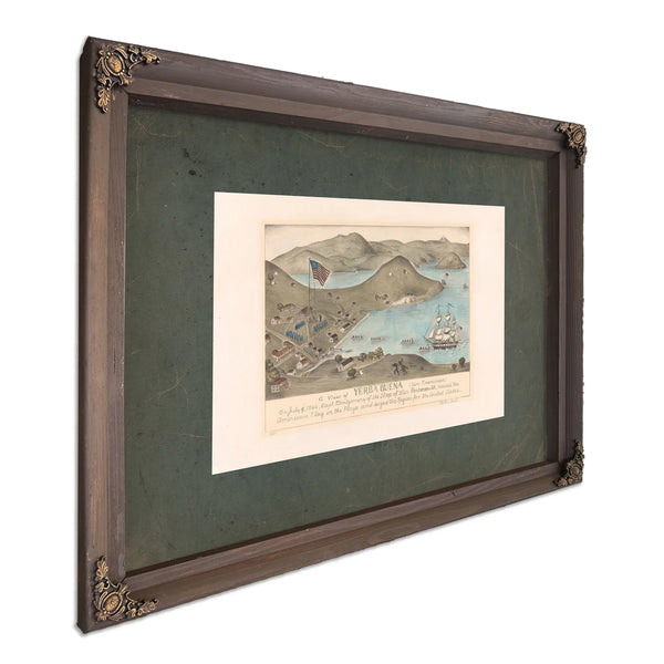 a View of Yerba Buena San Francisco on July 9 1846 1933 — Bourbon Framed Canvas Print | Bella Frye