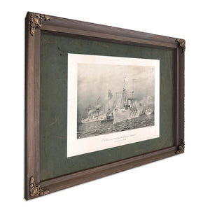 Baltimore Bearing the Body of Ericsson New York Harbor Aug 3th 189 1891 — Bourbon Framed Canvas Print | Bella Frye