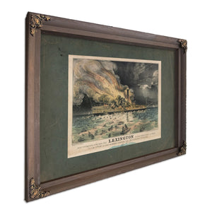 Awful Conflagration of the Steam Boat Lexington in Long Island Sound on Mond — Bourbon Framed Canvas Print | Bella Frye