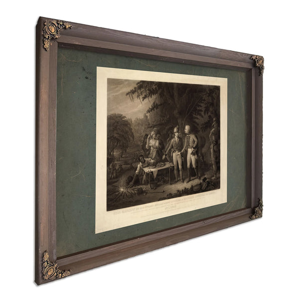 Gen Marion in His Swamp Encampment Inviting a British Officer to Dinner 184 — Bourbon Framed Canvas Print | Bella Frye