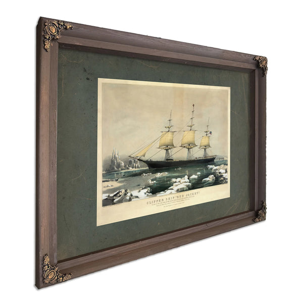 Clipper Ship Red Jacket_ in the Ice Off Cape Horn on Her Passage From Austra — Bourbon Framed Canvas Print | Bella Frye