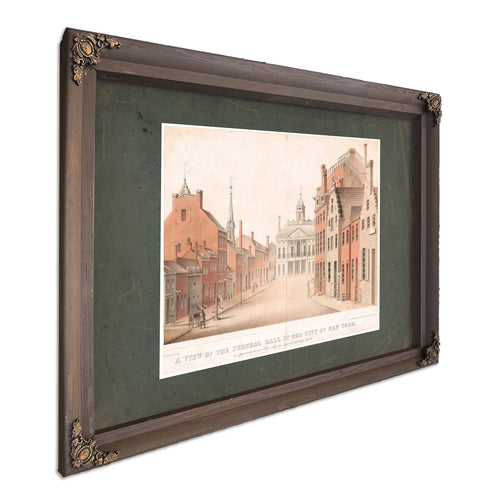 a View of the Federal Hall of the City of New York as Appeared in the Year 17 — Bourbon Framed Canvas Print | Bella Frye