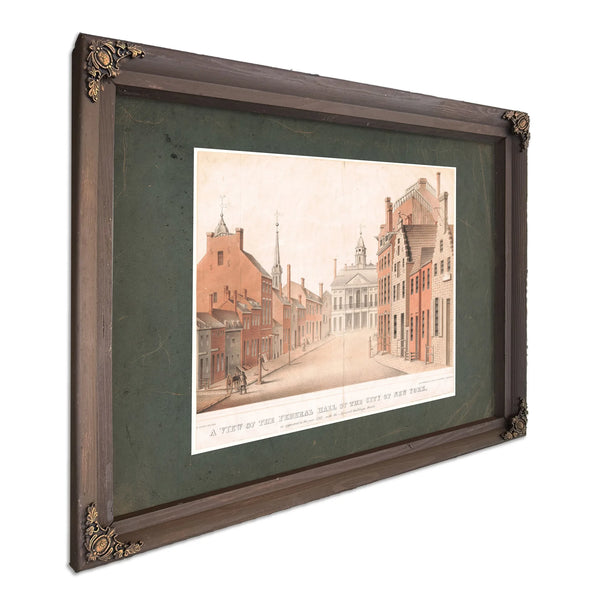 a View of the Federal Hall of the City of New York as Appeared in the Year 17 — Bourbon Framed Canvas Print | Bella Frye
