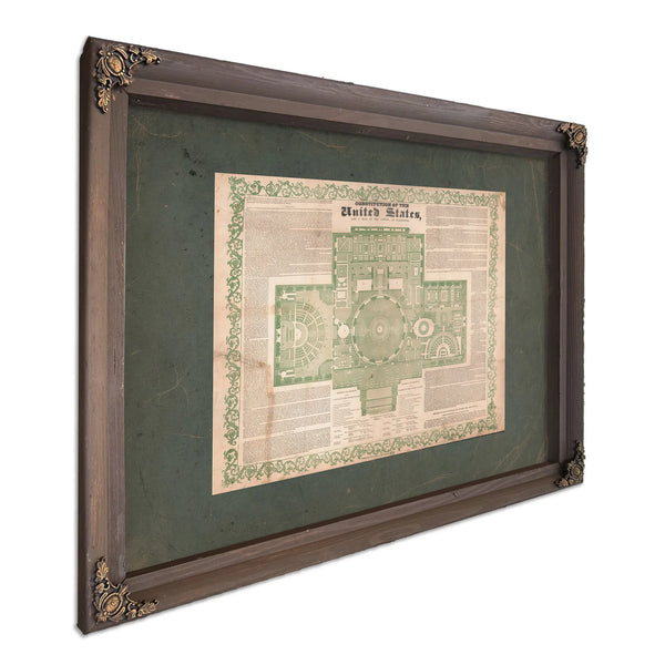 Constitution of the United States and a Plan of the Capitol at Washington 18 — Bourbon Framed Canvas Print | Bella Frye