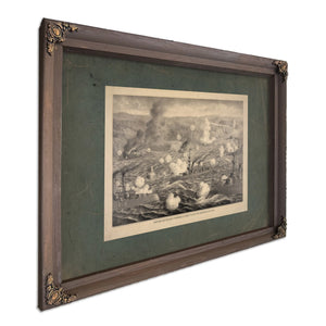Destruction of Admiral Cerveras Spanish Fleet Off Santiago De Cube 1898 — Bourbon Framed Canvas Print | Bella Frye