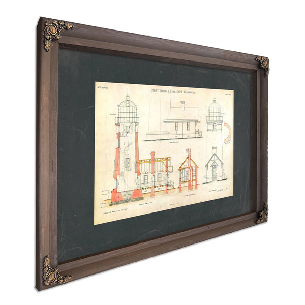 The Cape Blanco Light Station Blueprint Guardian of the Oregon Coast — Bourbon Framed Canvas Print | Bella Frye