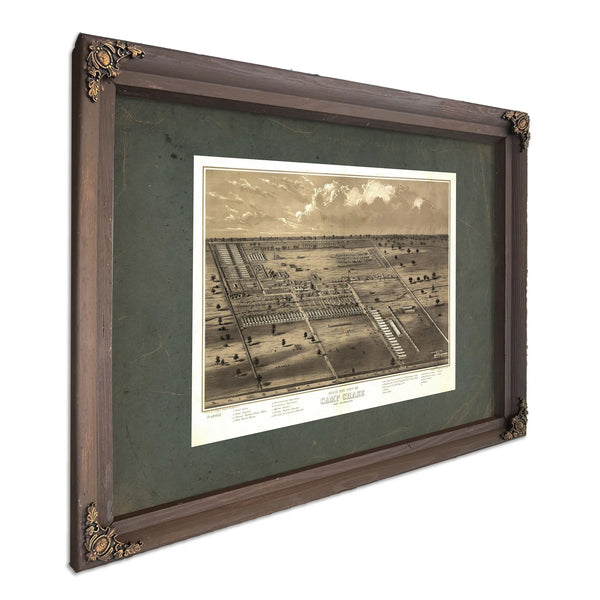 Birds Eye View of Camp Chase Near Columbus Ohio 186s — Bourbon Framed Canvas Print | Bella Frye