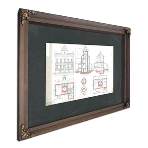 The Keepers Blueprint Blackistone Island Light Station — Bourbon Framed Canvas Print | Bella Frye