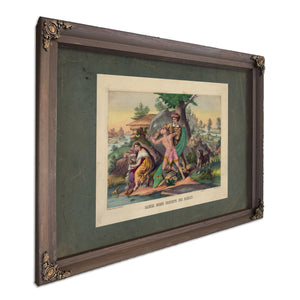 Daniel Boone Protects His Family 1874 — Bourbon Framed Canvas Print | Bella Frye