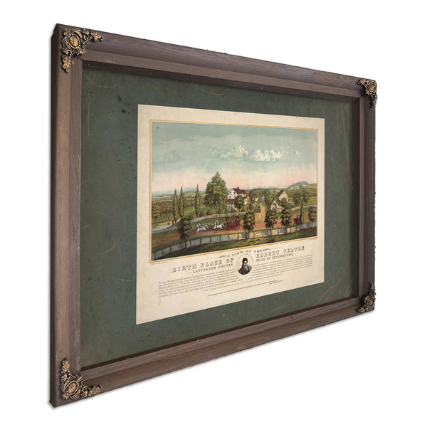 a View of the Birth Place of Robert Fulton Lancaster County State of Pennsylv — Bourbon Framed Canvas Print | Bella Frye